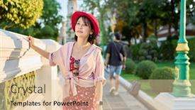  Presentation with bangkok - Slide deck consisting of happy-thai-woman-walking-through background and a lemonade colored foreground