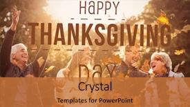  Presentation with happy thanksgiving - Amazing PPT theme having happy thanksgiving against happy family backdrop and a red colored foreground