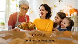  Presentation with feast - Colorful PPT theme enhanced with happy-thanksgiving-day-autumn-feast backdrop and a red colored foreground