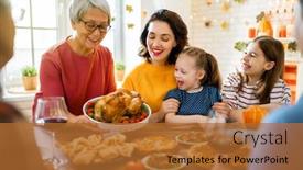  Presentation with happy thanksgiving - Presentation theme with happy-thanksgiving-day-autumn-feast background and a red colored foreground