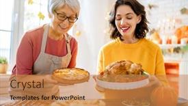  Presentation with thanksgiving dinner - Amazing slide deck having happy-thanksgiving-day-autumn-feast backdrop and a coral colored foreground