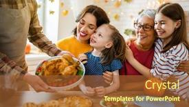  Presentation with happy thanksgiving - Colorful slide set enhanced with happy-thanksgiving-day-autumn-feast backdrop and a red colored foreground