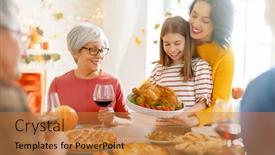  Presentation with happy thanksgiving - Slide deck enhanced with happy-thanksgiving-day-autumn-feast background and a coral colored foreground