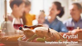  Presentation with thanksgiving dinner - Slides featuring happy thanksgiving day autumn feast background and a red colored foreground