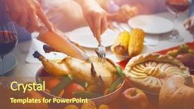  Presentation with feast - Beautiful slides featuring happy thanksgiving day autumn feast backdrop and a red colored foreground