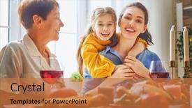  Presentation with thanksgiving dinner - PPT layouts featuring happy thanksgiving day autumn feast background and a coral colored foreground