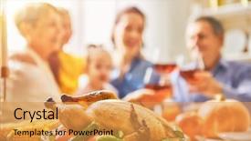  Presentation with thanksgiving dinner - Slides having happy thanksgiving day autumn feast background and a yellow colored foreground