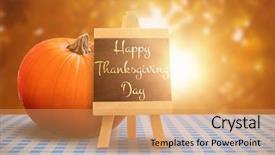  Presentation with agenda - Slides having happy thanksgiving day greeting background and a yellow colored foreground