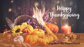  Presentation with happy thanksgiving - Presentation design enhanced with happy-thanksgiving-decorative-cornucopia background and a red colored foreground