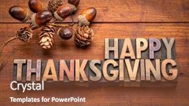  Presentation with happy thanksgiving - Beautiful slide deck featuring happy thanksgiving greeting card - word backdrop and a tawny brown colored foreground