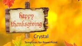  Presentation with happy thanksgiving - Theme with thanksgiving - harvest background with pumpkin background and a gold colored foreground