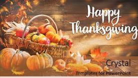  Presentation with thanksgiving - Beautiful PPT layouts featuring happy thanksgiving pumpkins with fruits backdrop and a gold colored foreground