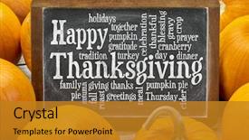  Presentation with happy thanksgiving - Beautiful presentation featuring happy thanksgiving word cloud backdrop and a gold colored foreground