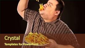  Presentation with fast food healthy - Slide set enhanced with happy that he defeated anorexia background and a tawny brown colored foreground