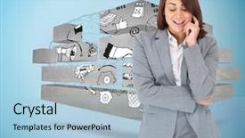  Presentation with faint - Theme enhanced with industrial - industry concept smartphone with blue background and a light gray colored foreground