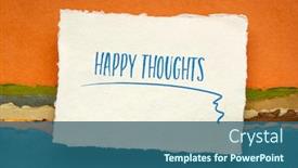  Presentation with positive thoughts - Colorful PPT theme enhanced with happy-thoughts-inspirational-handwriting backdrop and a ocean colored foreground