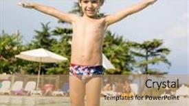  Presentation with summer time - Slide deck consisting of happy time for kids of fun and enjoyment on summer swimming pool background and a coral colored foreground
