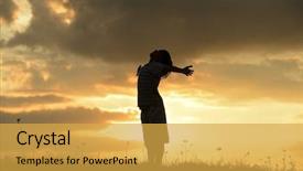  Presentation with summer time - Beautiful presentation theme featuring happy time on summer meadow backdrop and a yellow colored foreground