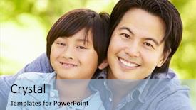  Presentation with silhouette of father and son - PPT layouts enhanced with happy times - father and son outdoors background and a light blue colored foreground