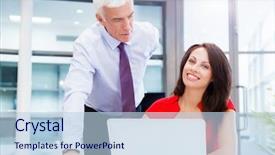  Presentation with task - Audience pleasing PPT theme consisting of happy to assist with your task backdrop and a light blue colored foreground