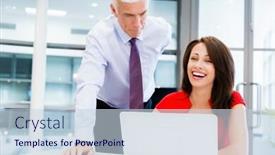  Presentation with task - PPT theme having happy to assist with your task background and a sky blue colored foreground