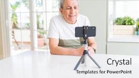  Presentation with video - Slides featuring happy to the smartphone camera background and a white colored foreground