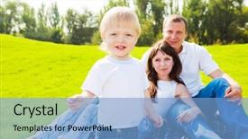  Presentation with adolescent and parents - Presentation theme consisting of happy toddler and his parents background and a  colored foreground