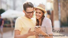  Presentation with happy birthday frame holiday - PPT theme featuring happy-tourists-sightseeing-during-summer background and a coral colored foreground