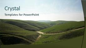  Presentation with rolling hills - Slides having happy trail ranch - beautiful green rolling hills background and a sky blue colored foreground