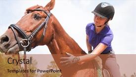  Presentation with ranch - Colorful theme enhanced with happy trail ranch - young girl rides backdrop and a red colored foreground