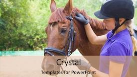  Presentation with horse - Slides enhanced with happy trail ranch - young girl with a beautiful background and a coral colored foreground