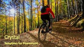  Presentation with blood flow vessel flowing - Theme with happy trails - cycling mountain bikeing woman background and a  colored foreground
