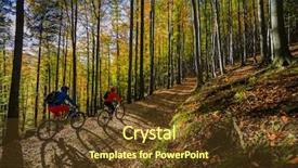  Presentation with biking - Slide deck consisting of happy trails - cycling mountain biker couple background and a tawny brown colored foreground