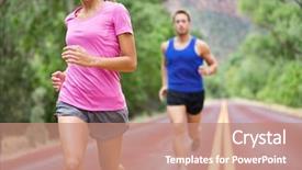  Presentation with marathon man - Cool new theme with happy trails - marathon running athletes couple training backdrop and a coral colored foreground
