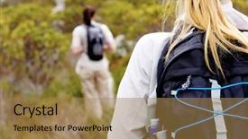  Presentation with happy trails - Cool new PPT layouts with happy trails - rear view of a woman backdrop and a coral colored foreground