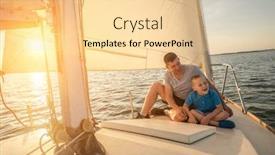  Presentation with moving sea - Slide deck with happy-traveler-father-and-son background and a blonde colored foreground