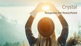  Presentation with traveler - Slide deck consisting of happy-traveler-woman-tourist-stay background and a lemonade colored foreground