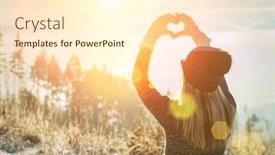  Presentation with heart love - Beautiful presentation featuring happy-traveler-woman-tourist-stay backdrop and a cream colored foreground