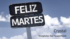  Presentation with happy 30th birthday word cloud - PPT layouts featuring happy tuesday in spanish sign background and a light blue colored foreground