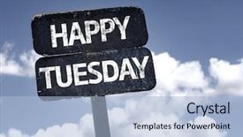  Presentation with happy 30th birthday word cloud - Beautiful slides featuring happy tuesday sign with clouds backdrop and a light blue colored foreground