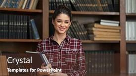  Presentation with happy young student girl holding - PPT theme consisting of happy-university-student-holding-books background and a tawny brown colored foreground