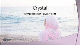  Presentation with middle eastern traditional dishes falafel - PPT theme enhanced with happy vacation on sea beach background and a  colored foreground