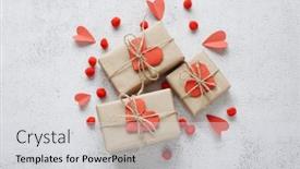  Presentation with romantic gift - PPT layouts having happy-valentine-s-day-photography background and a light gray colored foreground