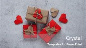  Presentation with romantic gift - Beautiful slide deck featuring happy-valentine-s-day-photography backdrop and a gray colored foreground