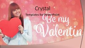  Presentation with abstract red - Amazing slide deck having happy valentines day - attractive hipster woman behind backdrop and a coral colored foreground