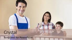  Presentation with pastrie ice cream - Presentation theme having happy waiter serving ice cream background and a  colored foreground