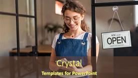  Presentation with waitress - Theme with happy-waitress-standing-at-restaurant background and a tawny brown colored foreground