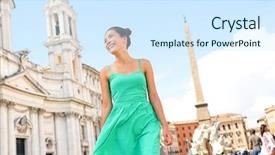  Presentation with green travel - Cool new presentation theme with happy walking joyful in italy backdrop and a sky blue colored foreground