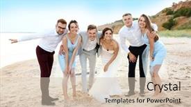  Presentation with beach wedding - Cool new presentation with happy wedding couple having fun backdrop and a soft green colored foreground