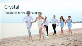  Presentation with beach wedding - Slides consisting of happy wedding couple having fun background and a sky blue colored foreground
